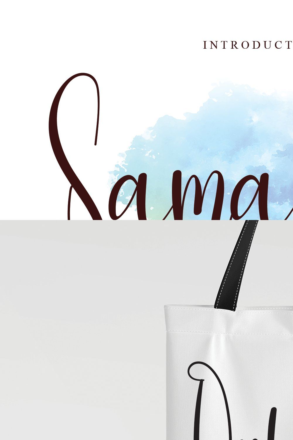 Samantha | Script font pinterest preview image.