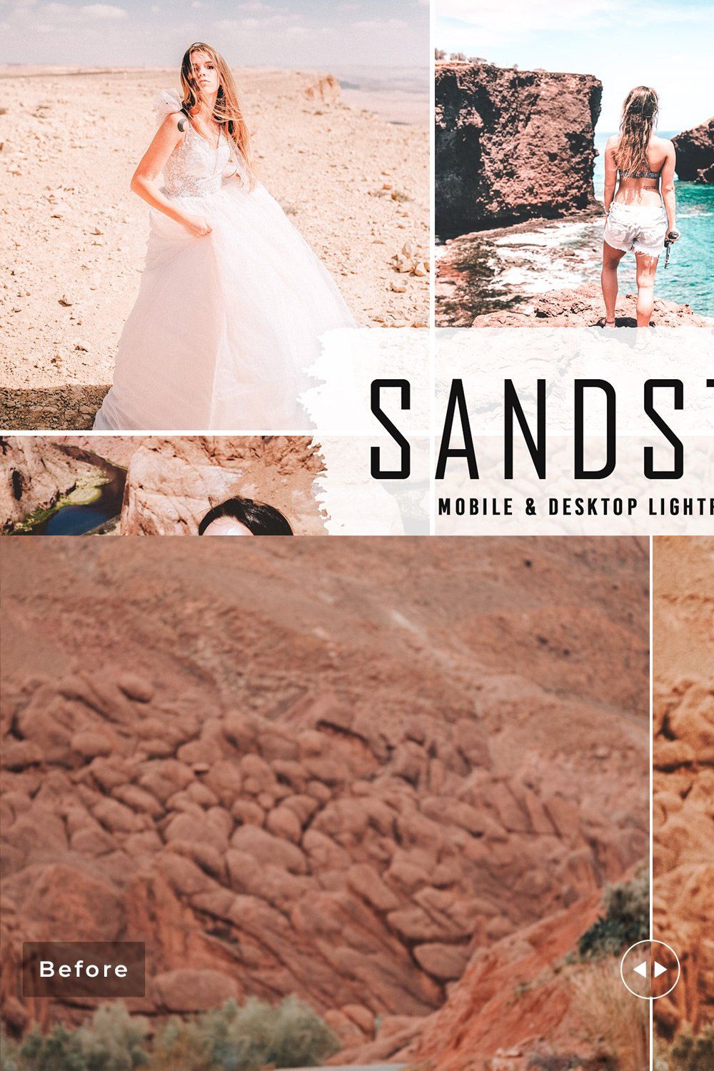 Sandstone Pro Lightroom Presets pinterest preview image.