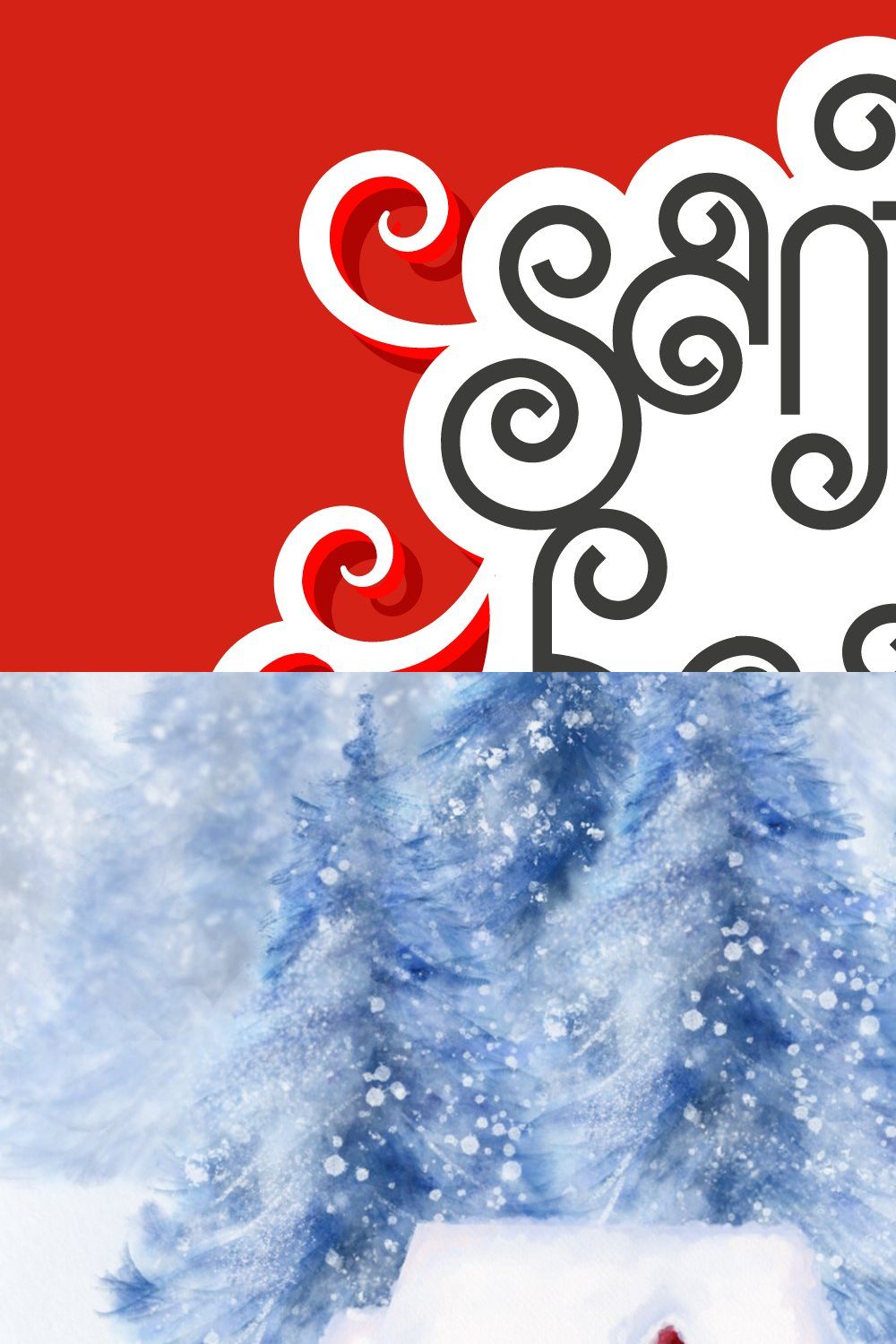 Santa's Beard Curly Christmas Font pinterest preview image.