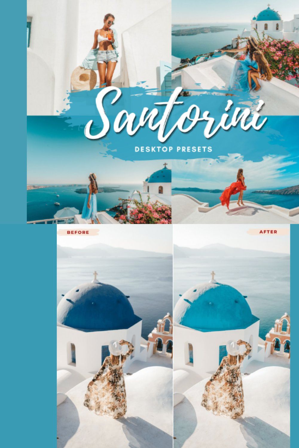 SANTORINI Desktop Lightroom Presets pinterest preview image.