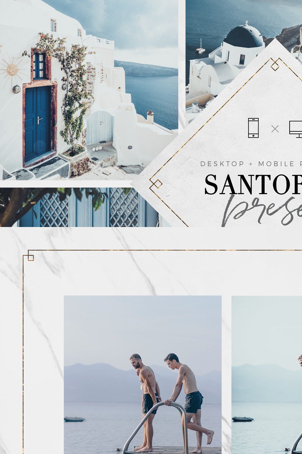 Santorini Lightroom Presets Bundle pinterest preview image.