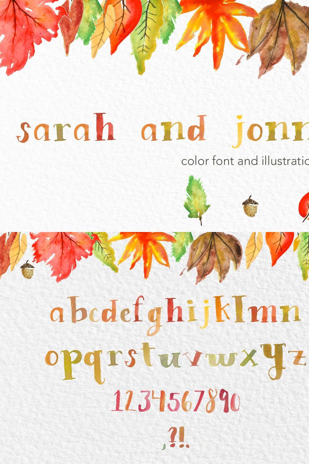 Sarah & Jon Watercolor Font pinterest preview image.