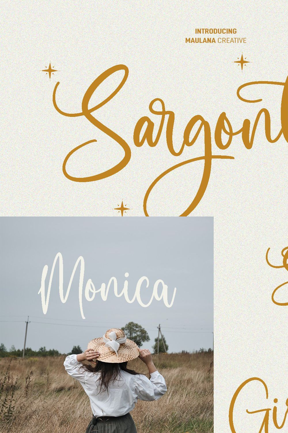 Sargonthe Script Font pinterest preview image.