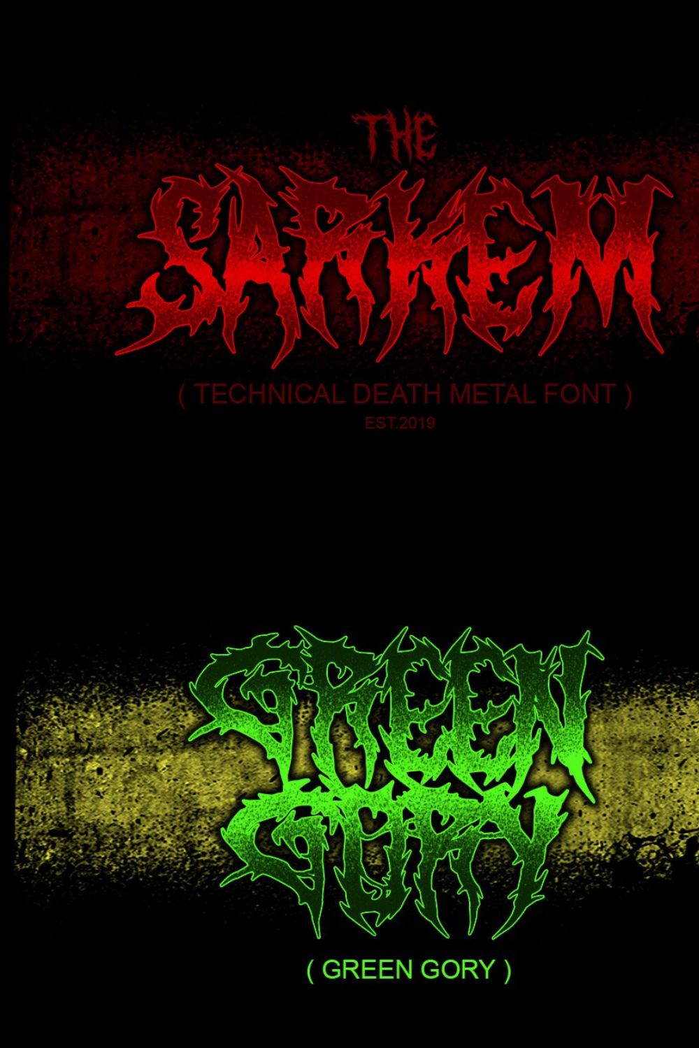 SARKEM / TECHNICAL DEATH METAL FONT pinterest preview image.