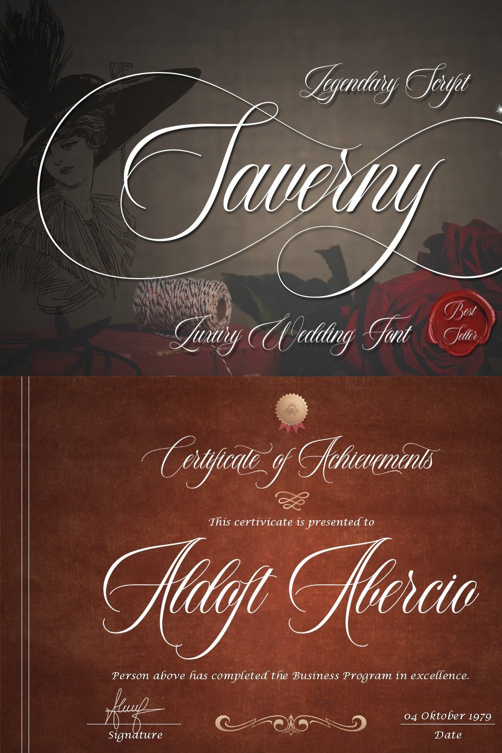 Saverny Script pinterest preview image.