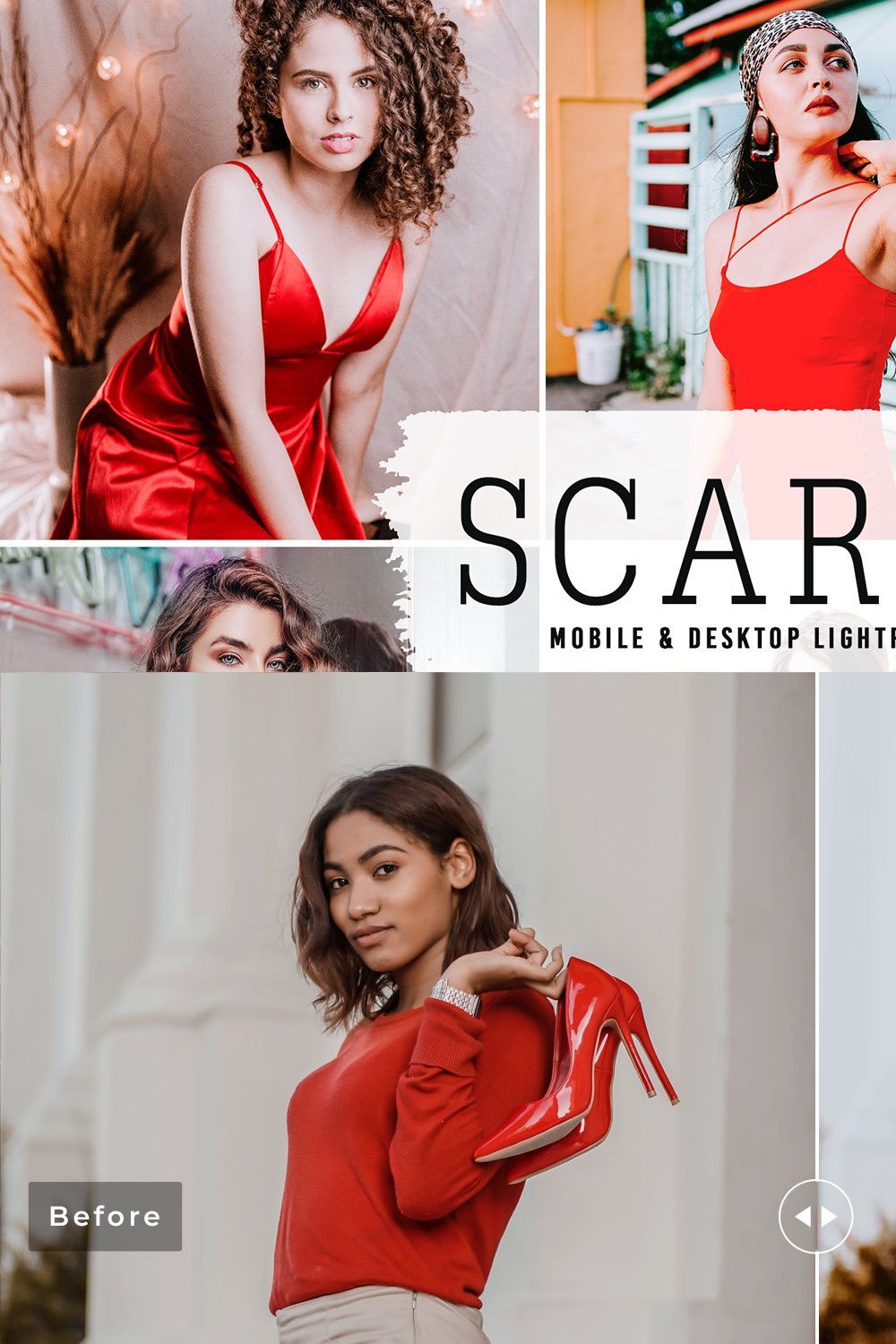 Scarlet Pro Lightroom Presets pinterest preview image.