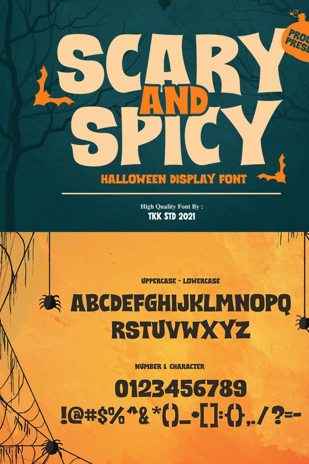 Scary and Spicy - Horror Font pinterest preview image.