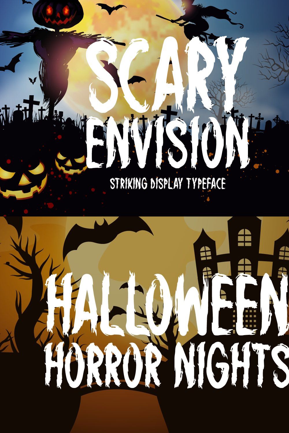 Scary Envision Typeface pinterest preview image.