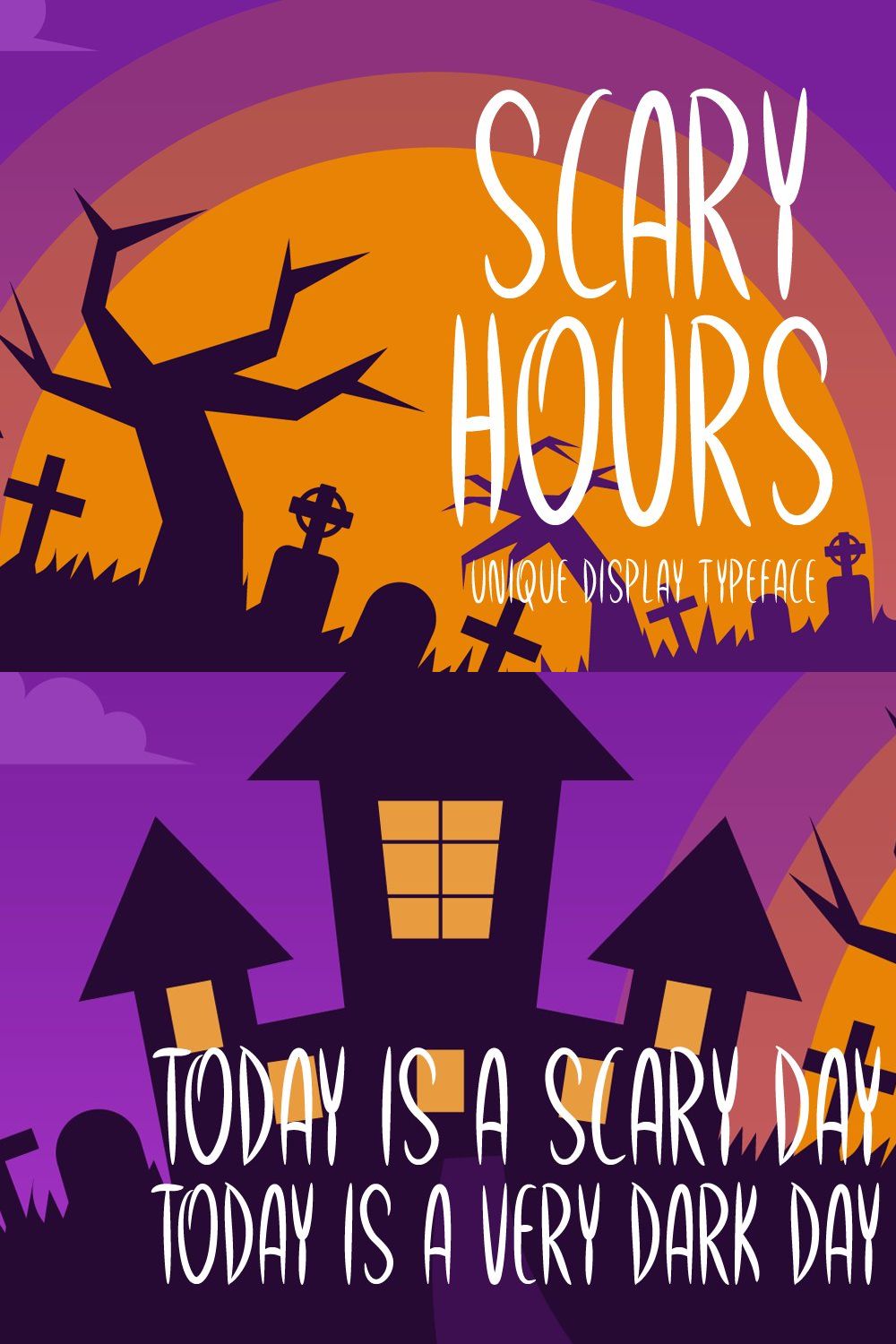 Scary Hours Typeface pinterest preview image.