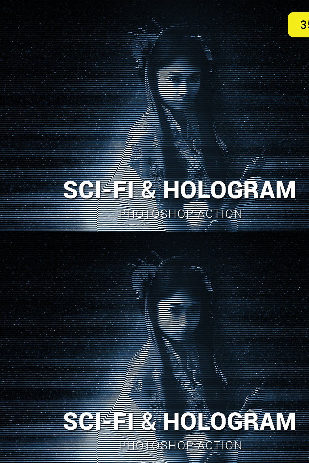 Sci-Fi And Hologram Photoshop Action pinterest preview image.