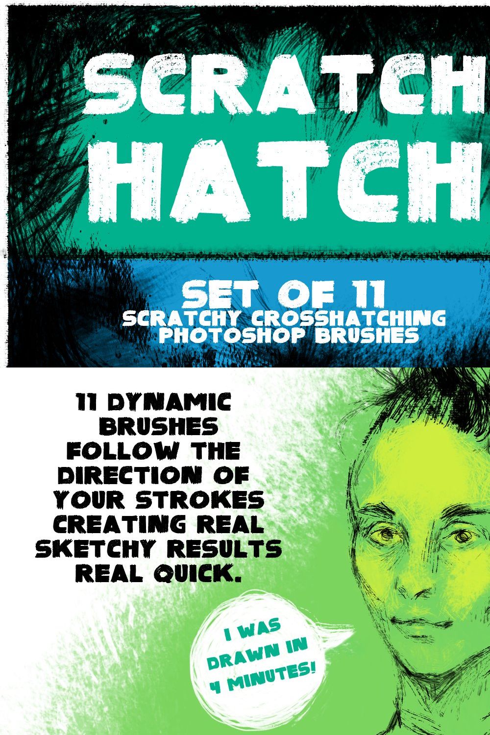 Scratch Hatch Photoshop Brushes pinterest preview image.
