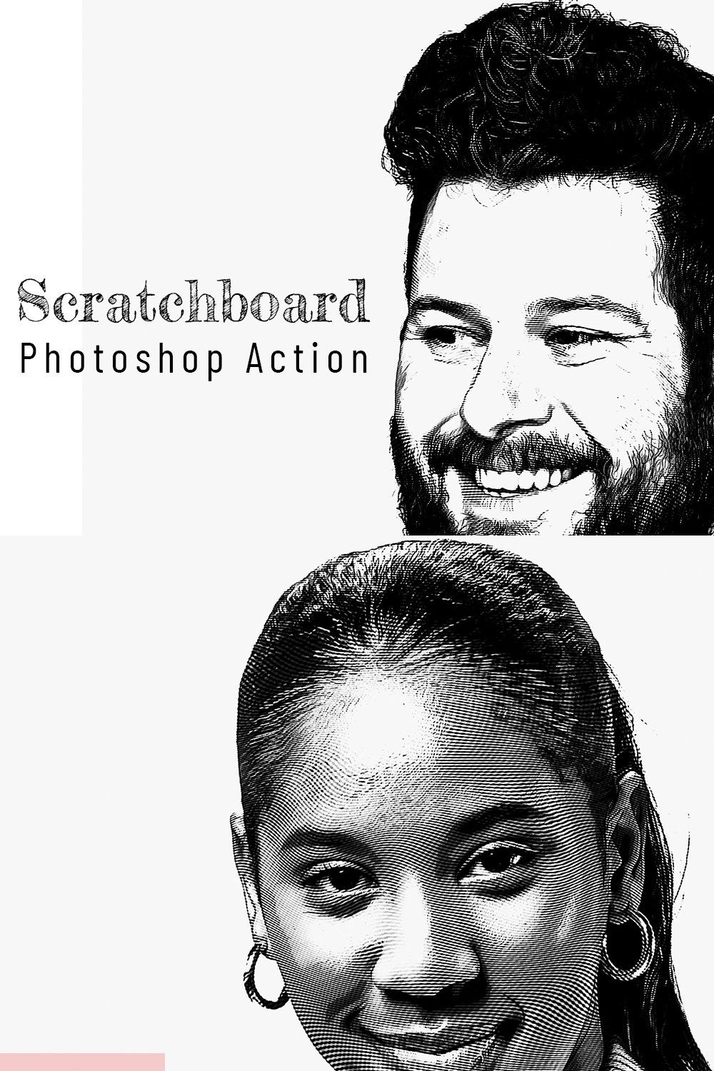 Scratchboard Photoshop Action pinterest preview image.