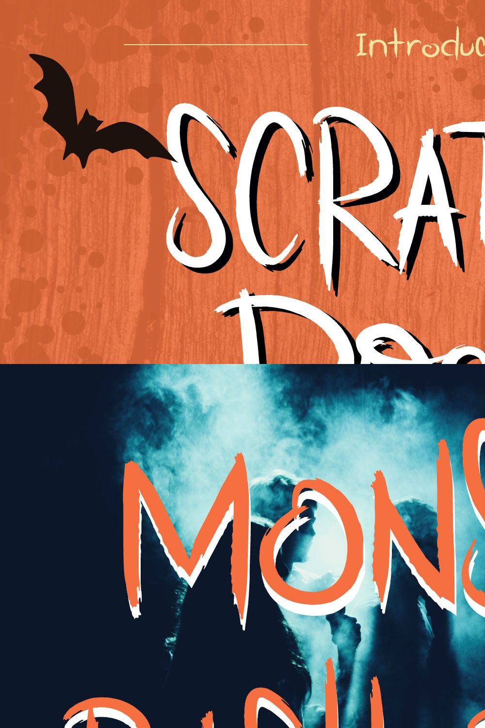 Scratchy Door Halloween Font pinterest preview image.