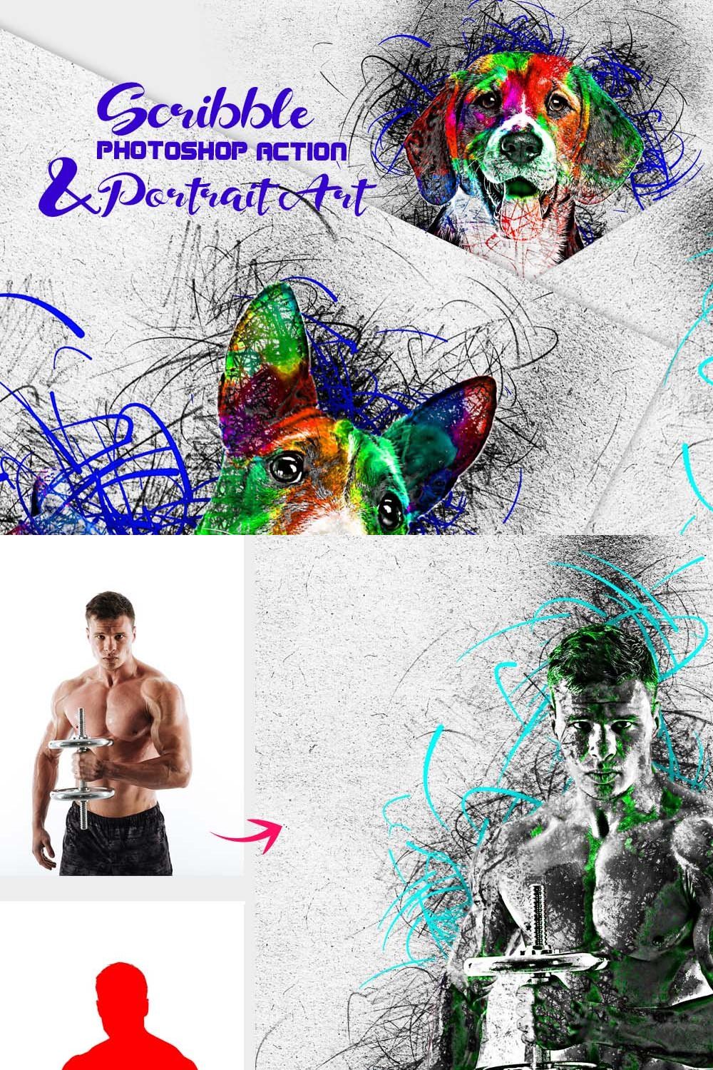 Scribble Portrait Art Effect pinterest preview image.