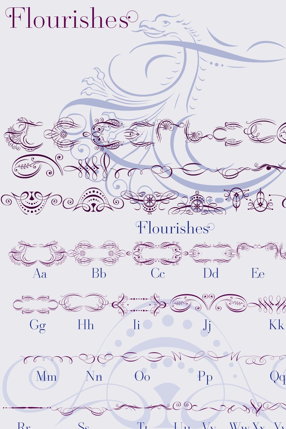 Scrolls and Flourishes pinterest preview image.