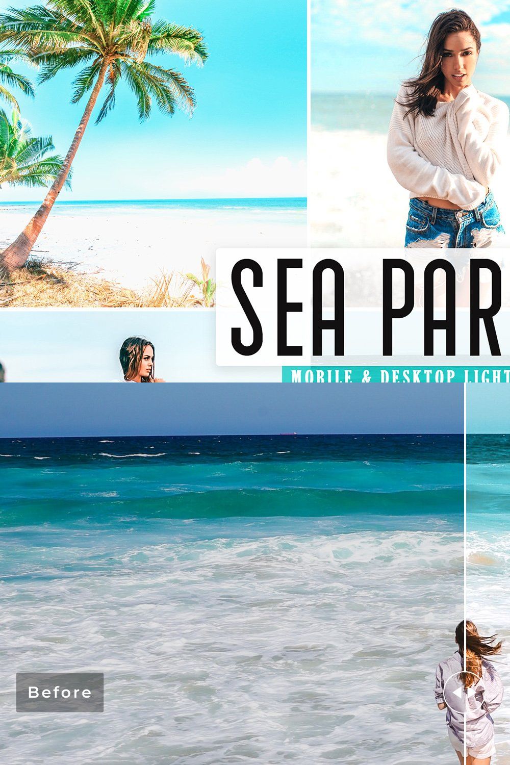 Sea Paradise Pro Lightroom Presets pinterest preview image.