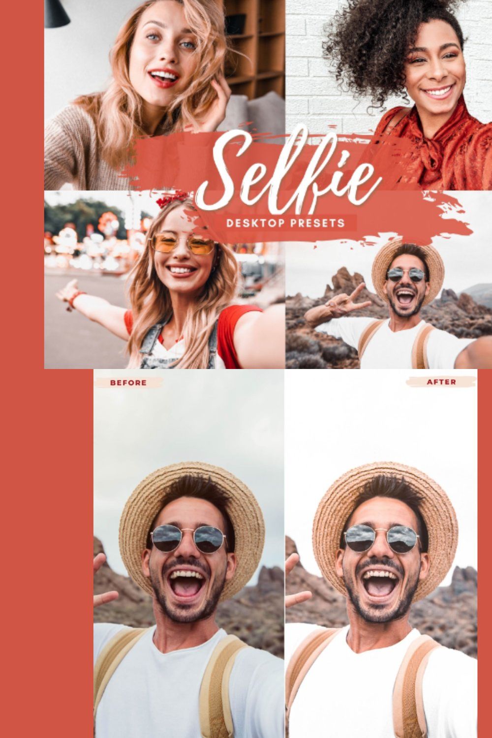 SELFIE Desktop Lightroom Presets pinterest preview image.