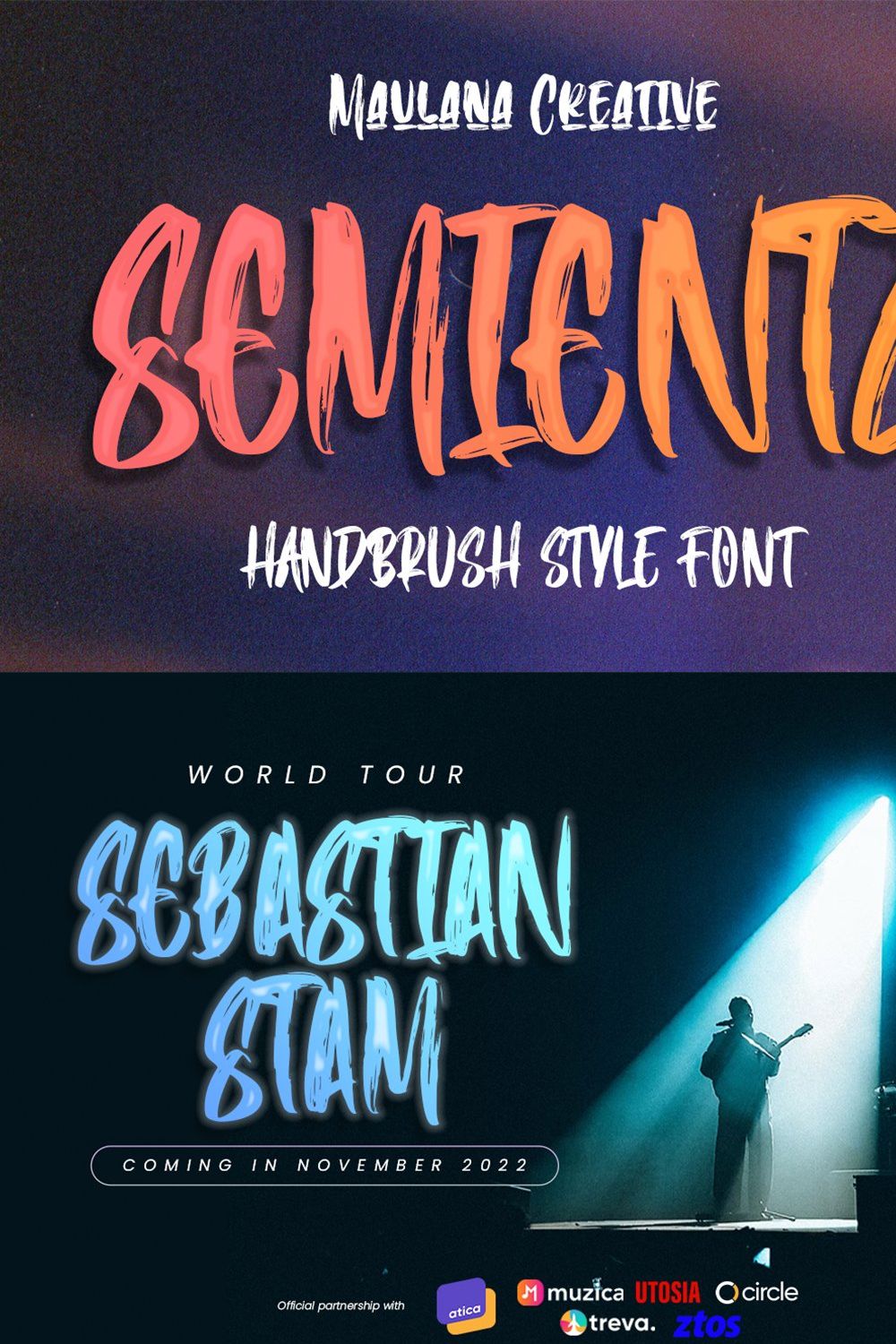 Semientz Handbrush Style Font pinterest preview image.