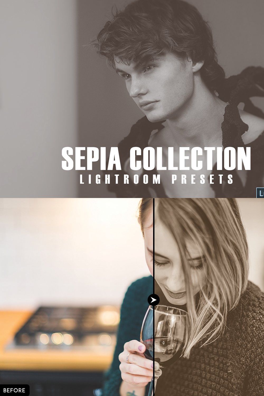 Sepia Collection Lightroom Presets pinterest preview image.