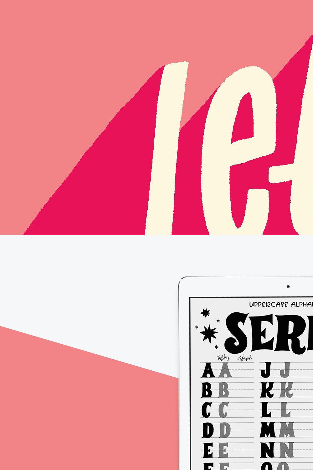 Serif Lettering Worksheet pinterest preview image.