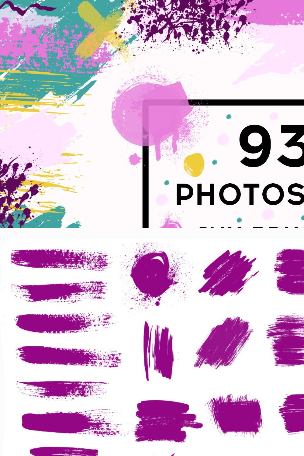 Set 93 Photoshop ink brushes pinterest preview image.