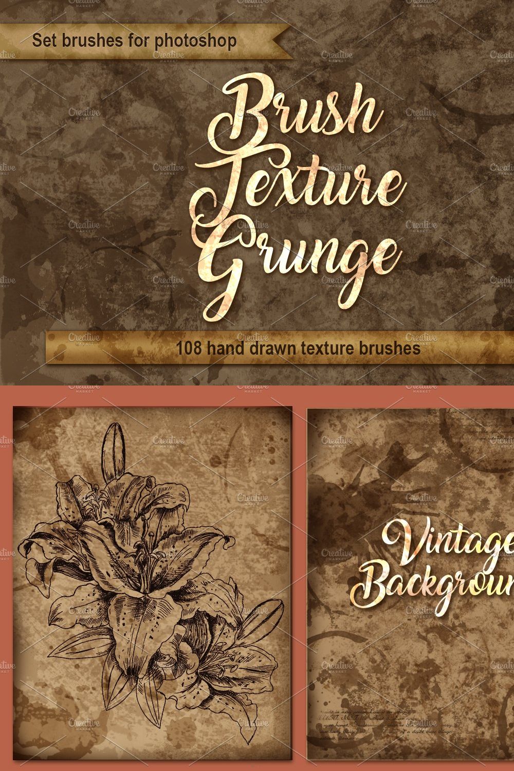 Set brushes grunge for photoshop pinterest preview image.