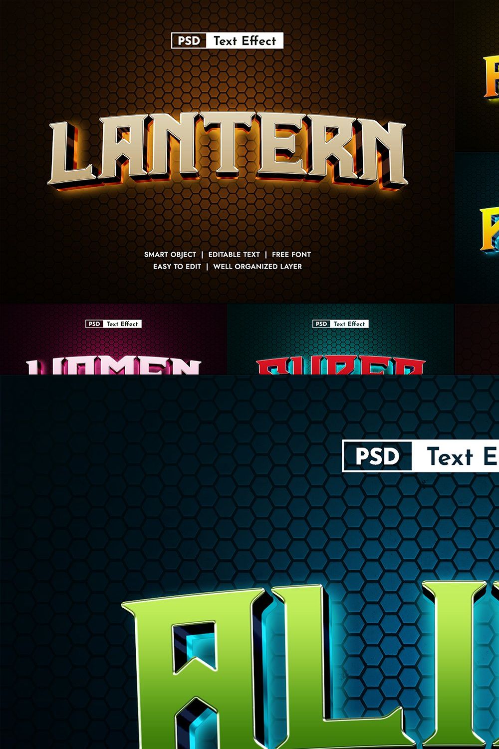 Set of 10 PSD Text Effect vol 2 pinterest preview image.