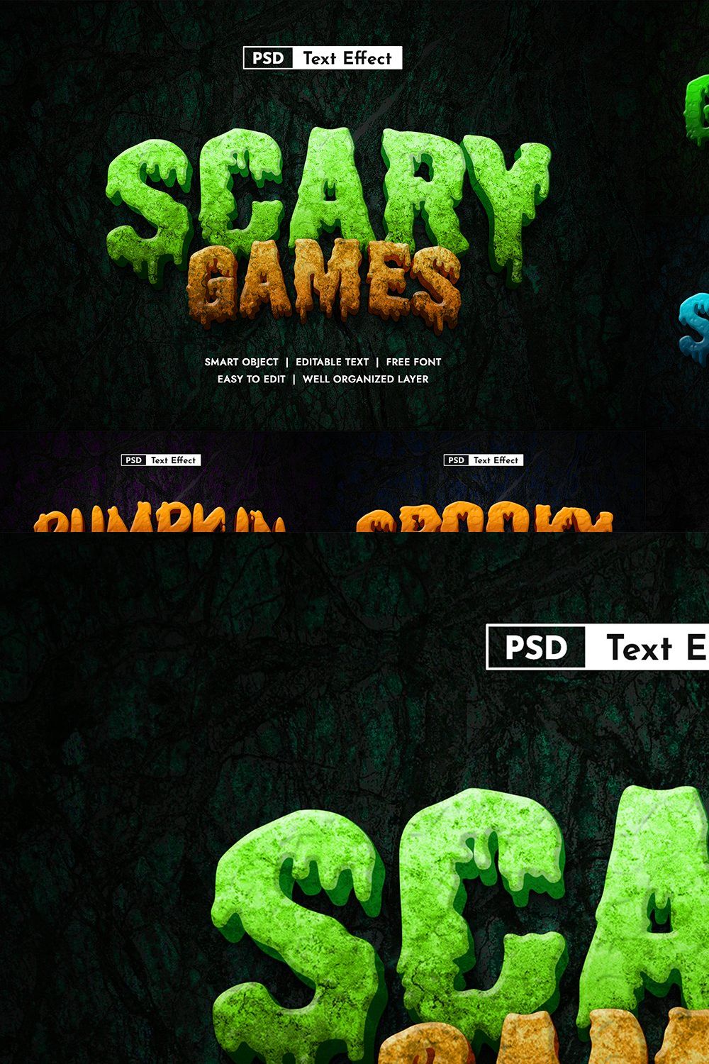 Set of Horror Text Effect Vol 2 pinterest preview image.