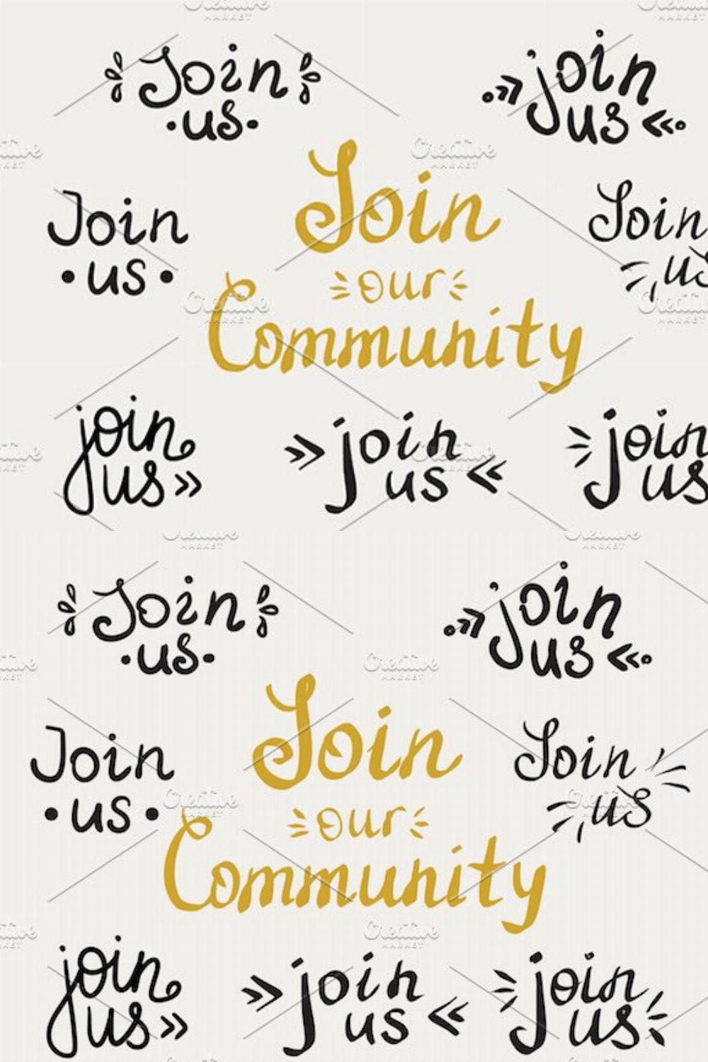 Set of join us handmade lettering pinterest preview image.