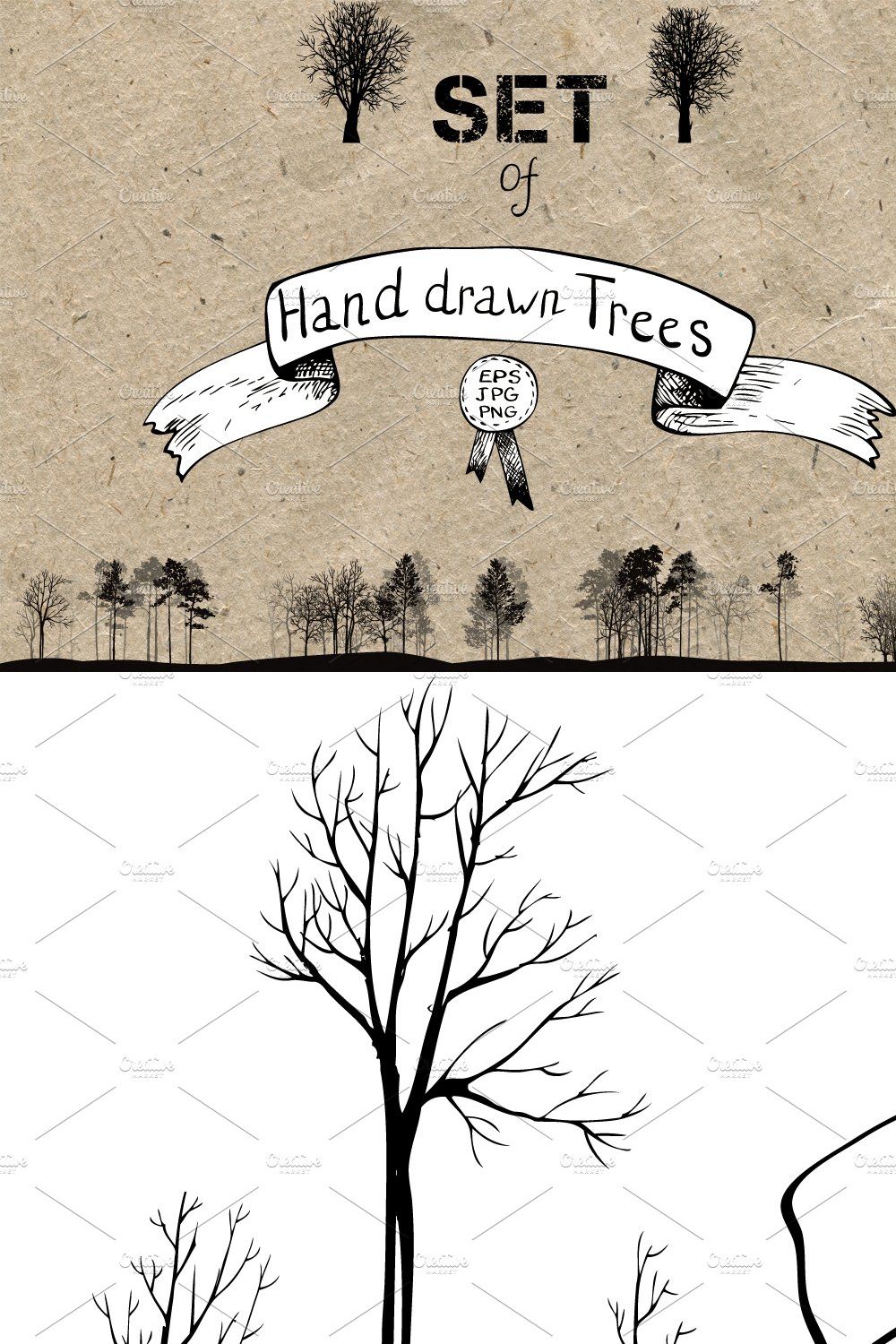 Set of trees pinterest preview image.