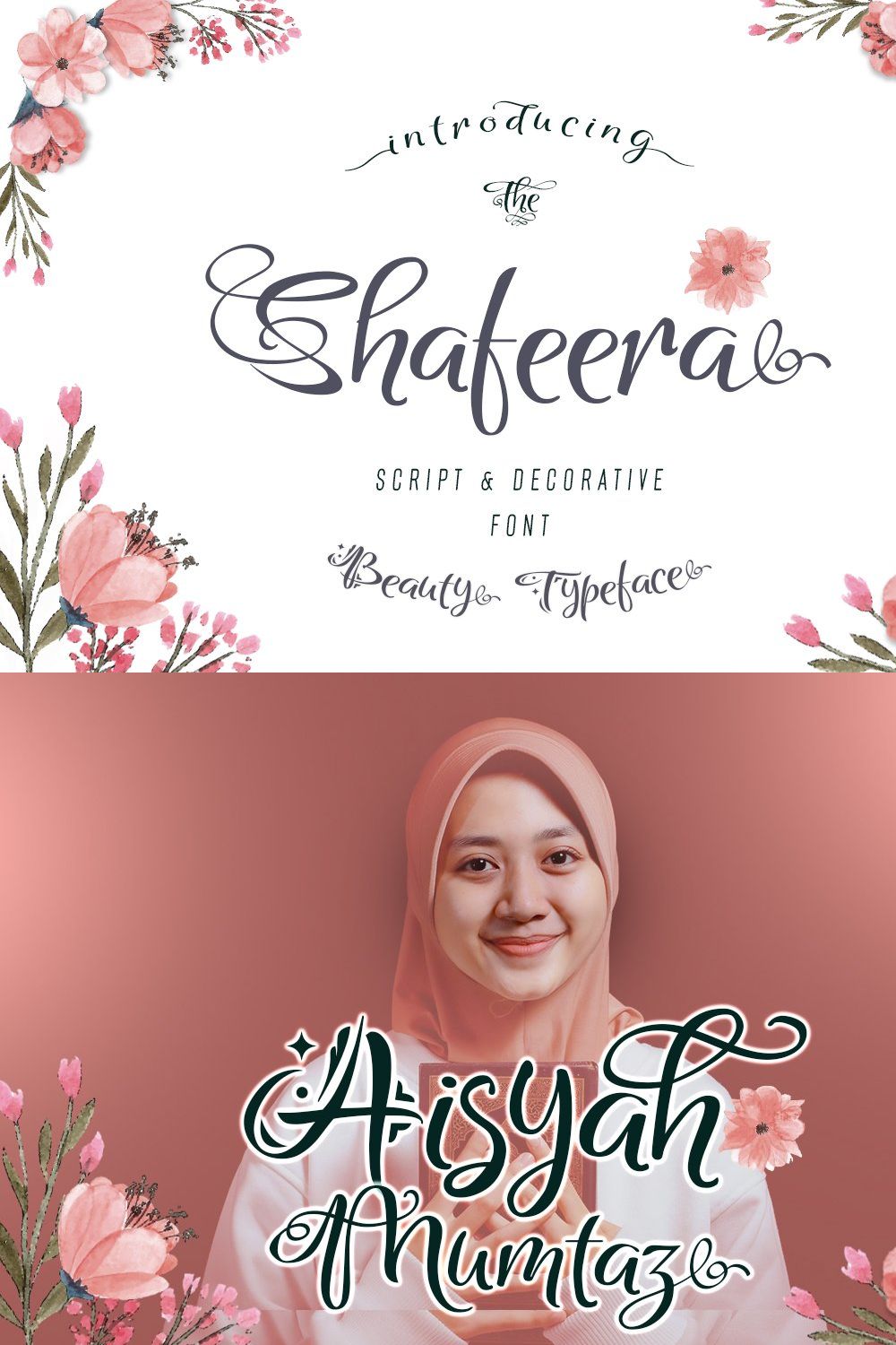 Shafeera Script Font pinterest preview image.