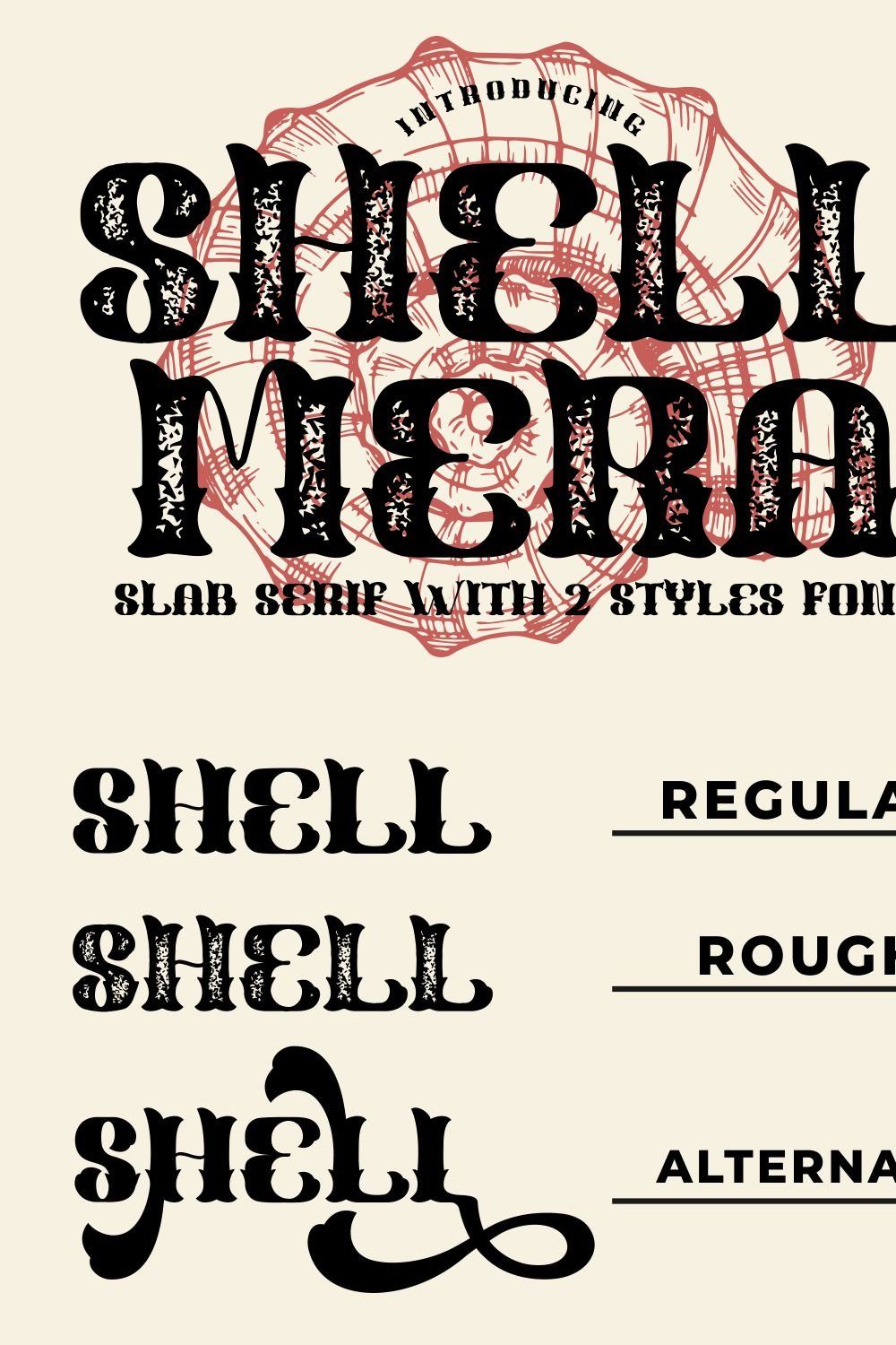 Shell Mera - Serif Vintage Font pinterest preview image.