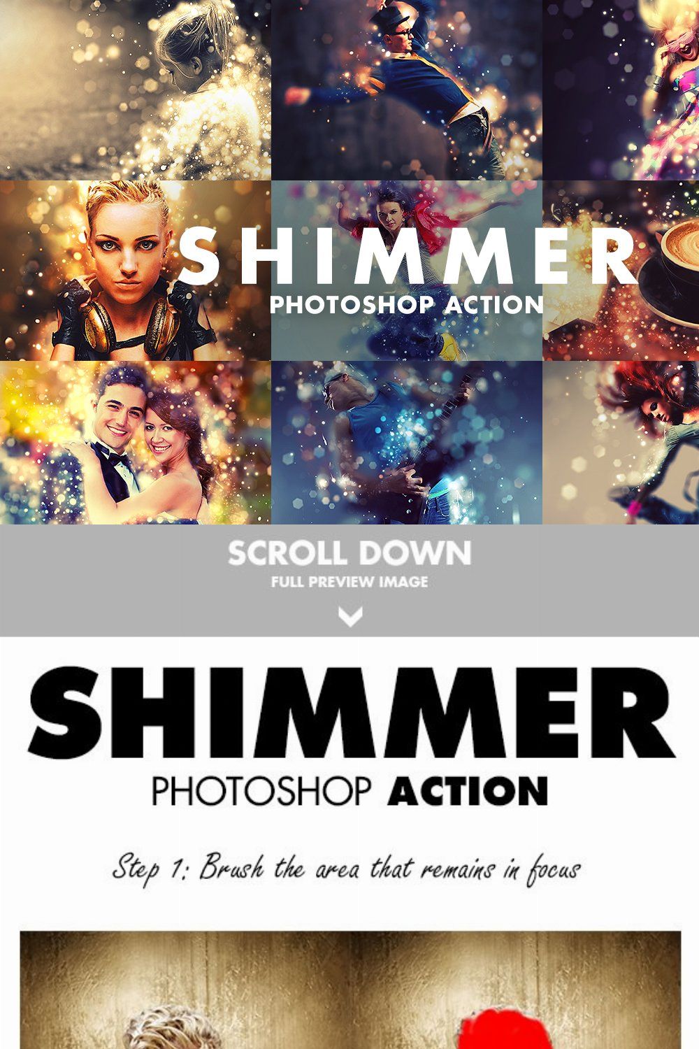 Shimmer Photoshop Action pinterest preview image.