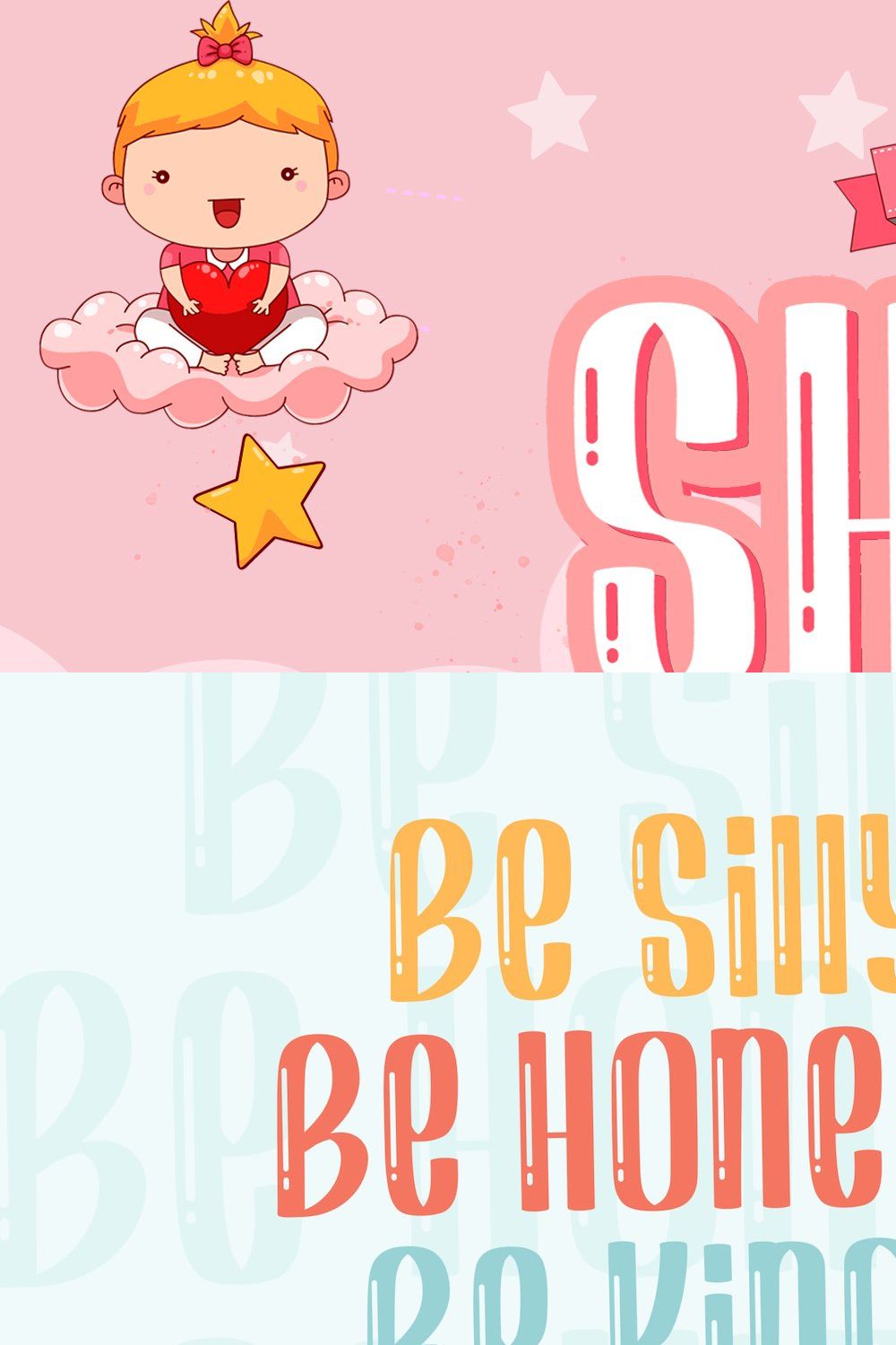 Shiny Kids - Playful Display Font pinterest preview image.