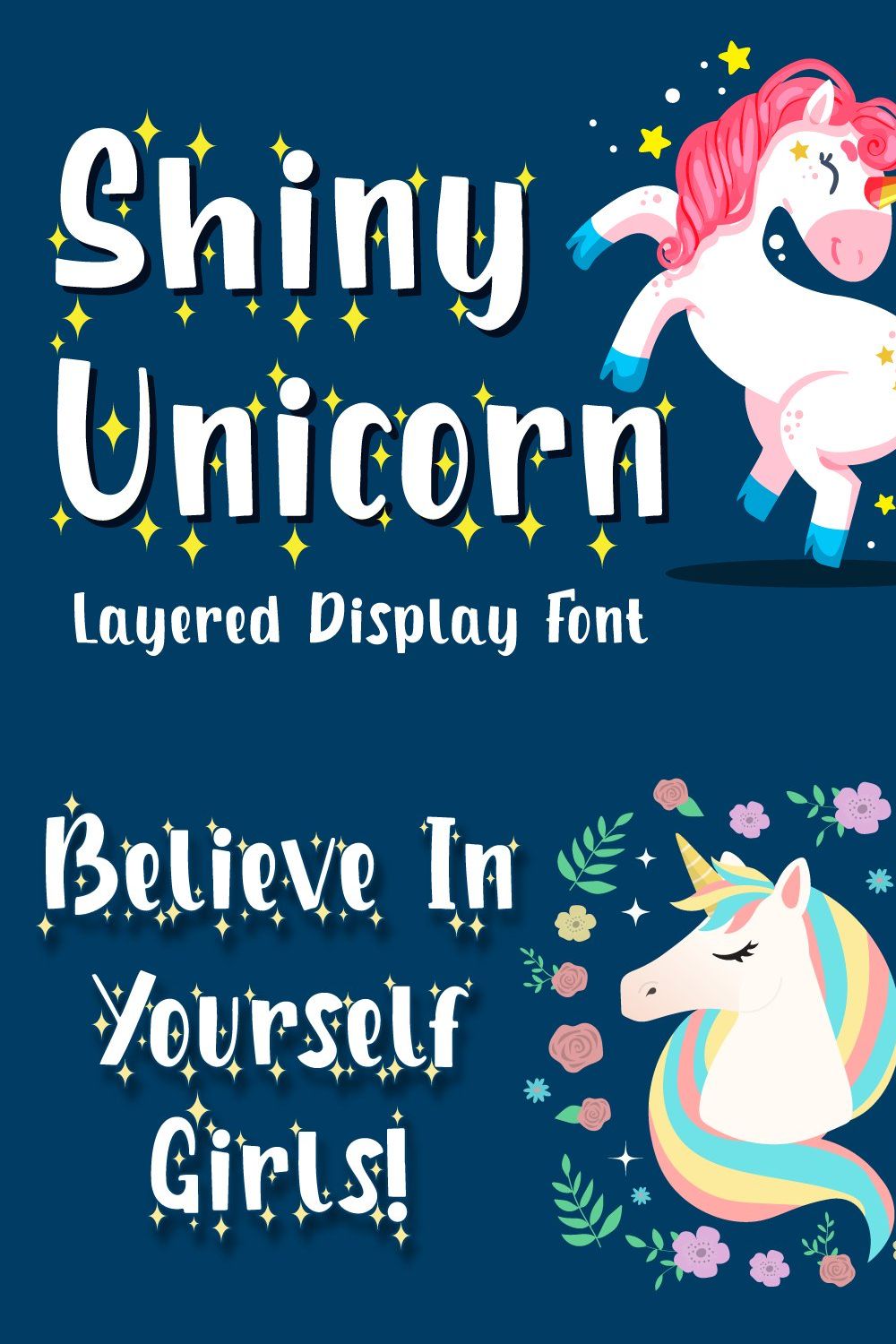 Shiny Unicorn - Display Font pinterest preview image.