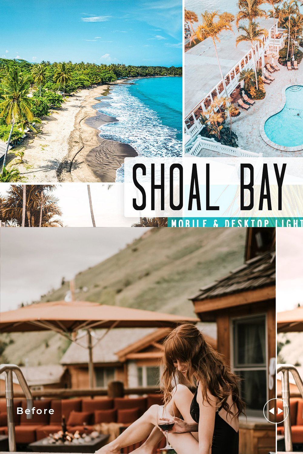 Shoal Bay Village Lightroom Presets pinterest preview image.