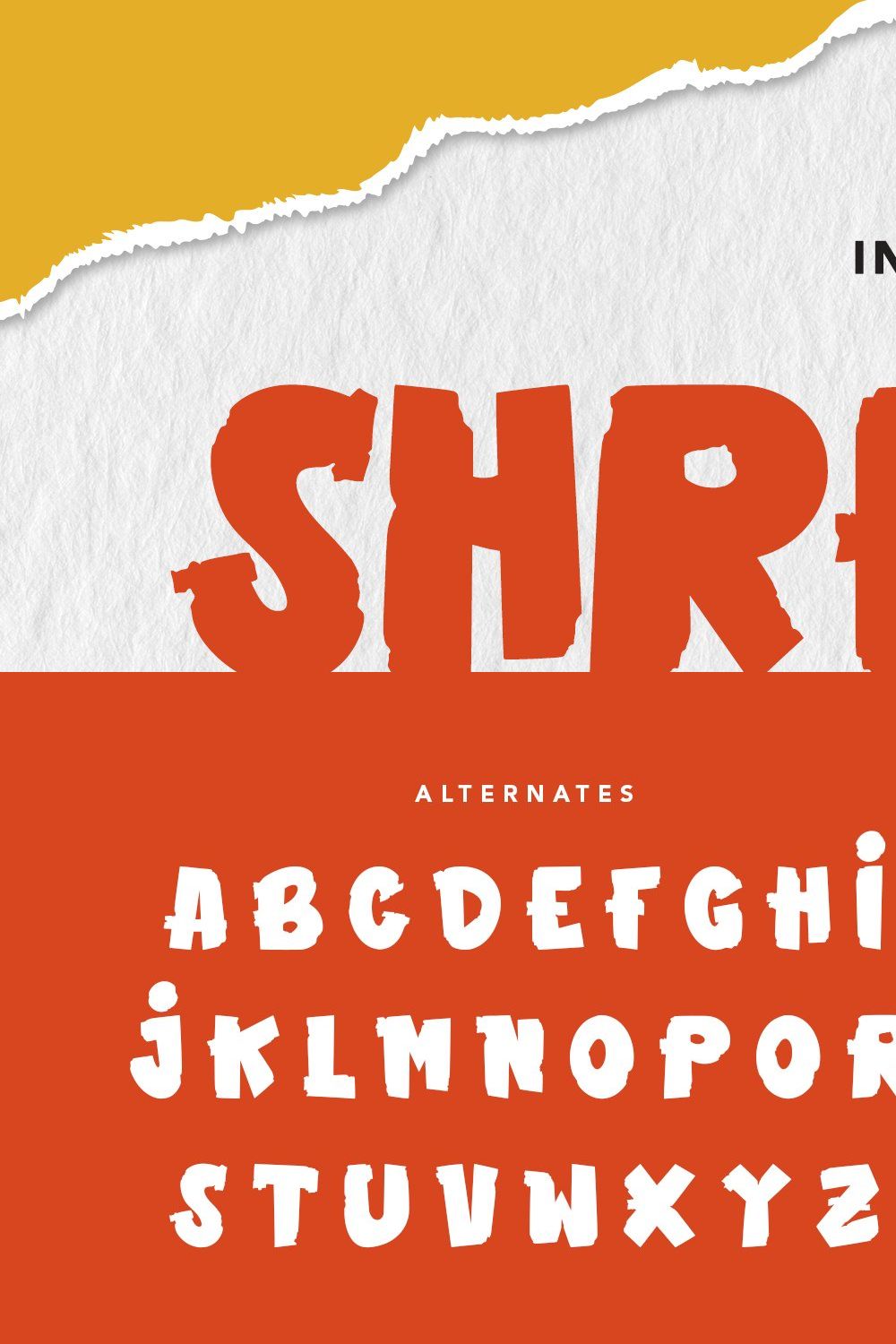 ShreddedPaper - A Display Font pinterest preview image.