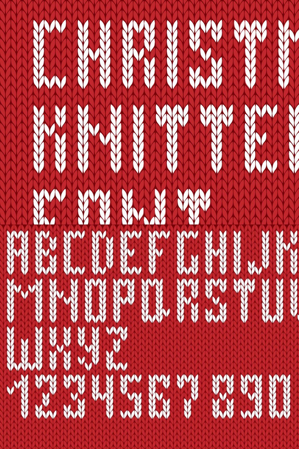 Сhristmas Knitted Font pinterest preview image.