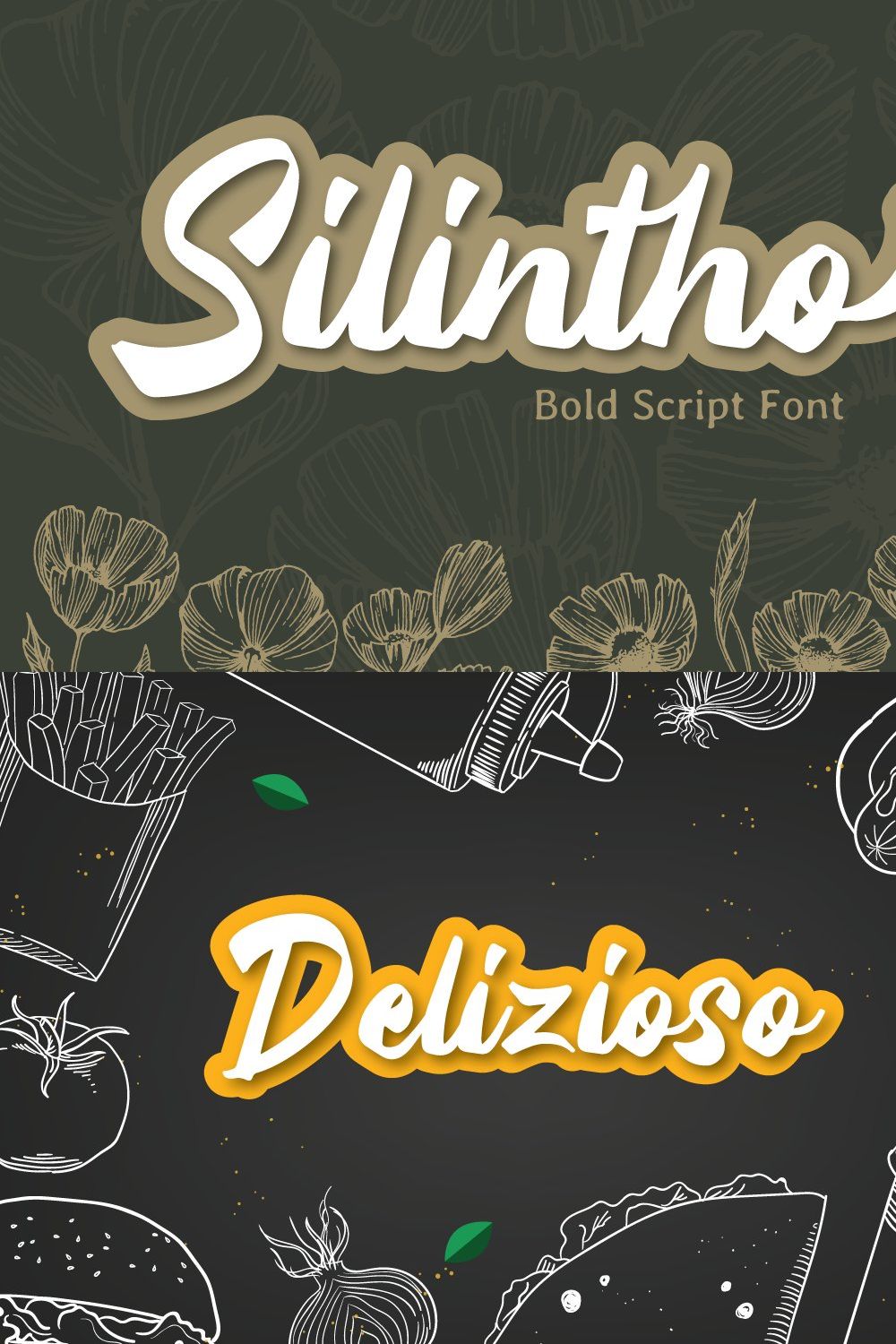 Silintho - Bold Script font pinterest preview image.