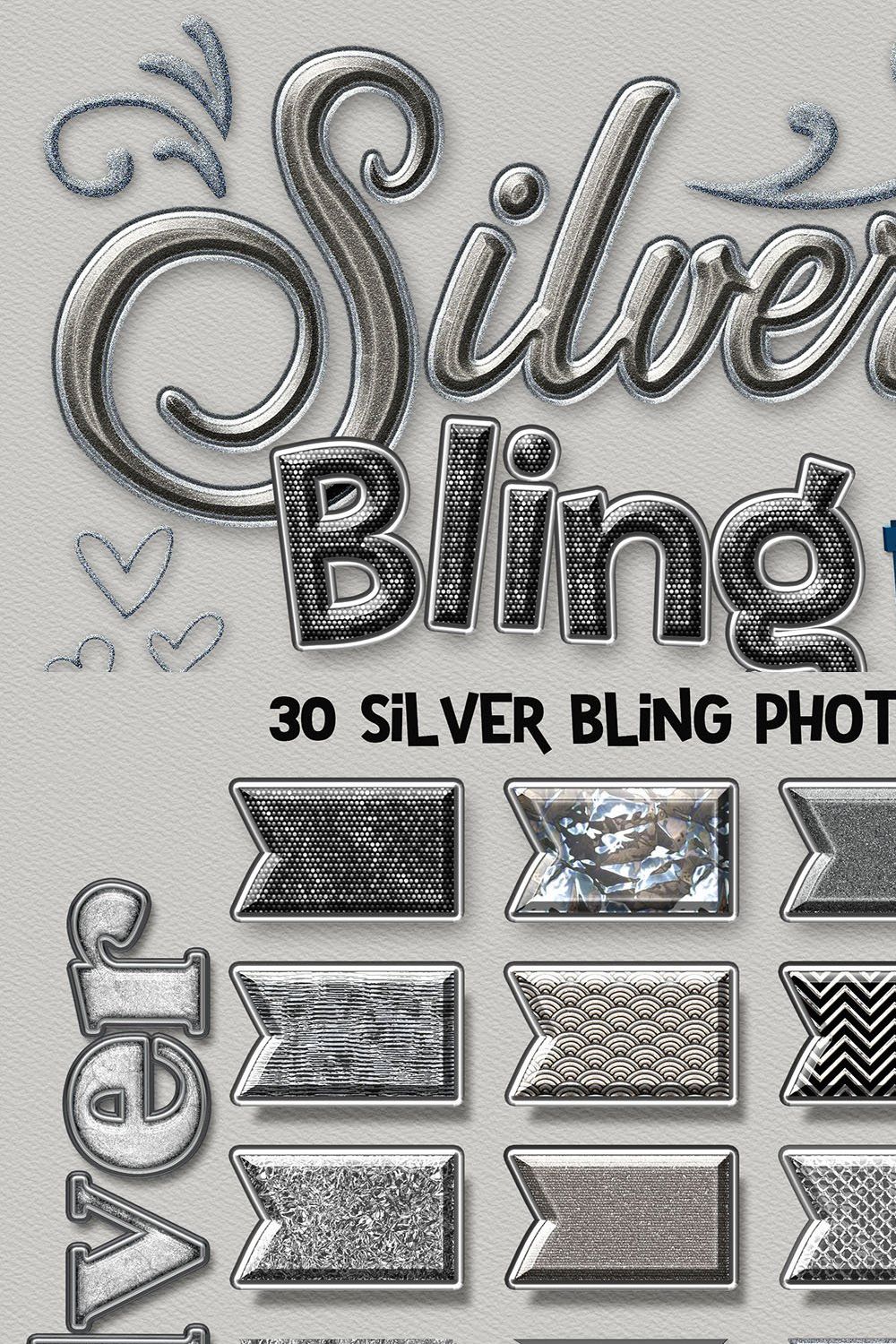 Silver Bling Photoshop Layer Styles pinterest preview image.