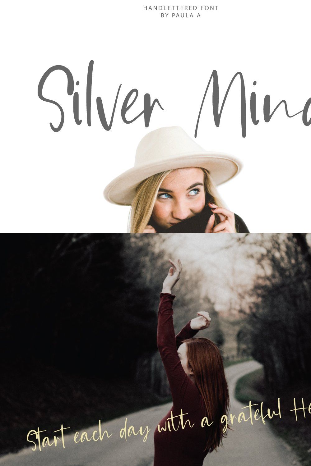 Silver Mind | Handlettered Font pinterest preview image.