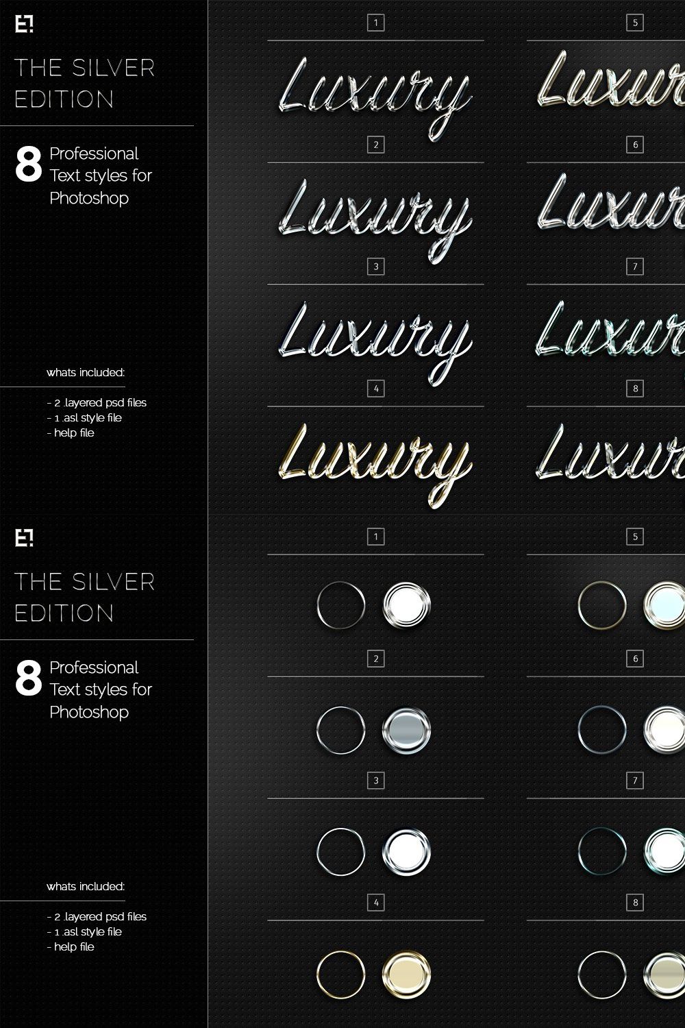 Silver Photoshop Layer Styles pinterest preview image.