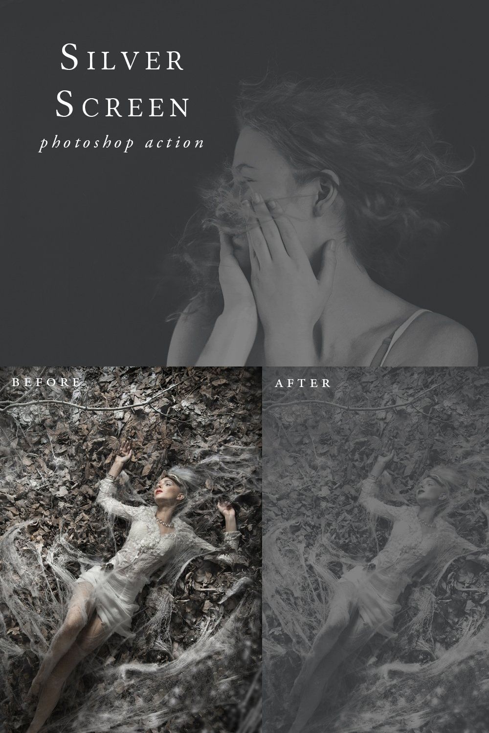 Silver Screen Photoshop Action pinterest preview image.