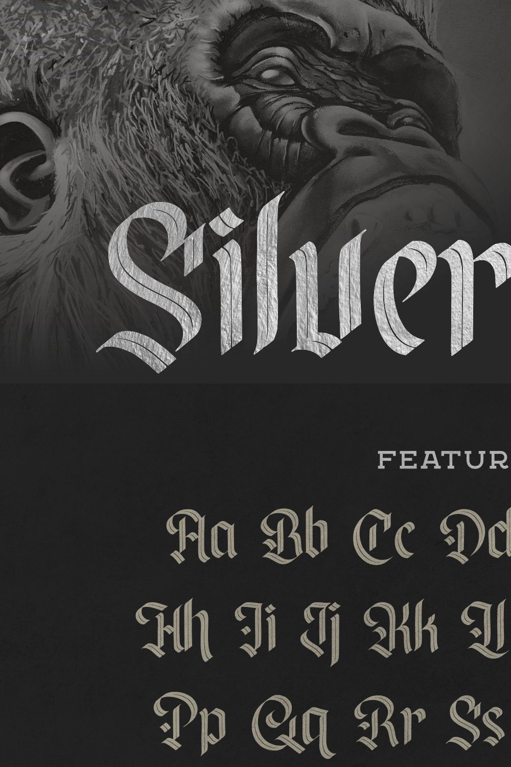 Silverback - Blackletter Typeface pinterest preview image.