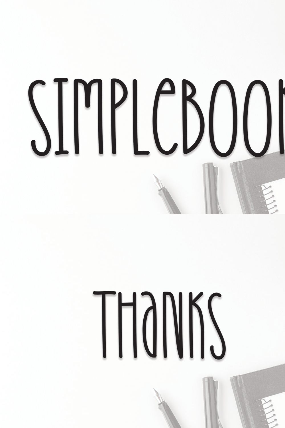 Simplebook | Script Font pinterest preview image.