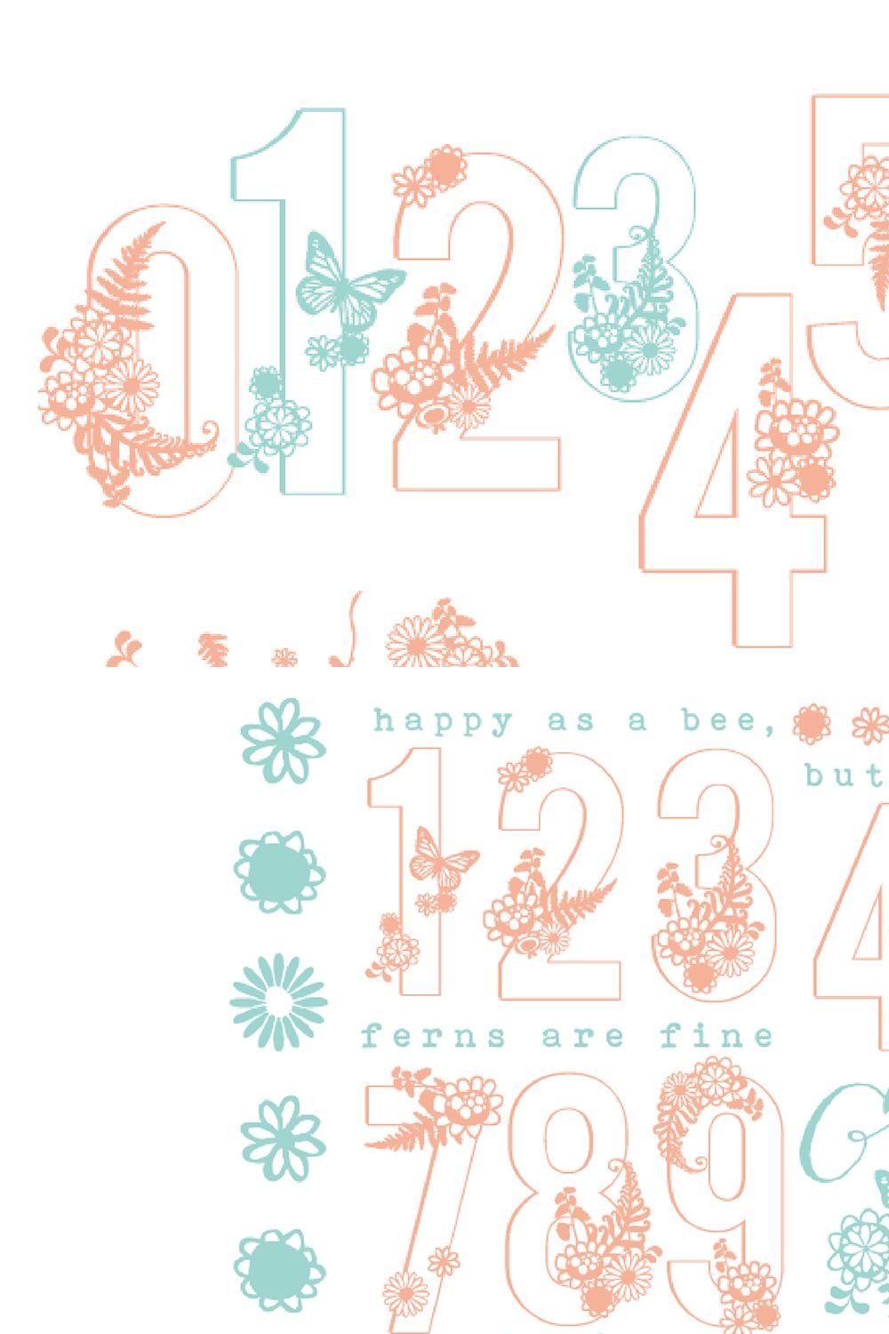 Siri Floral Numbers Font pinterest preview image.