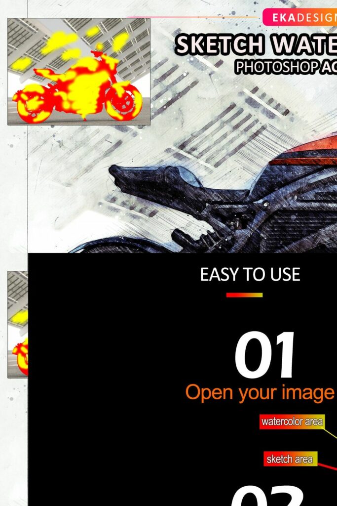Sketch Watercolor Photoshop Action – MasterBundles