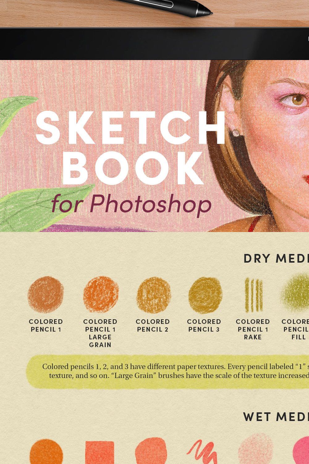 Sketchbook Set – Photoshop Brushes pinterest preview image.
