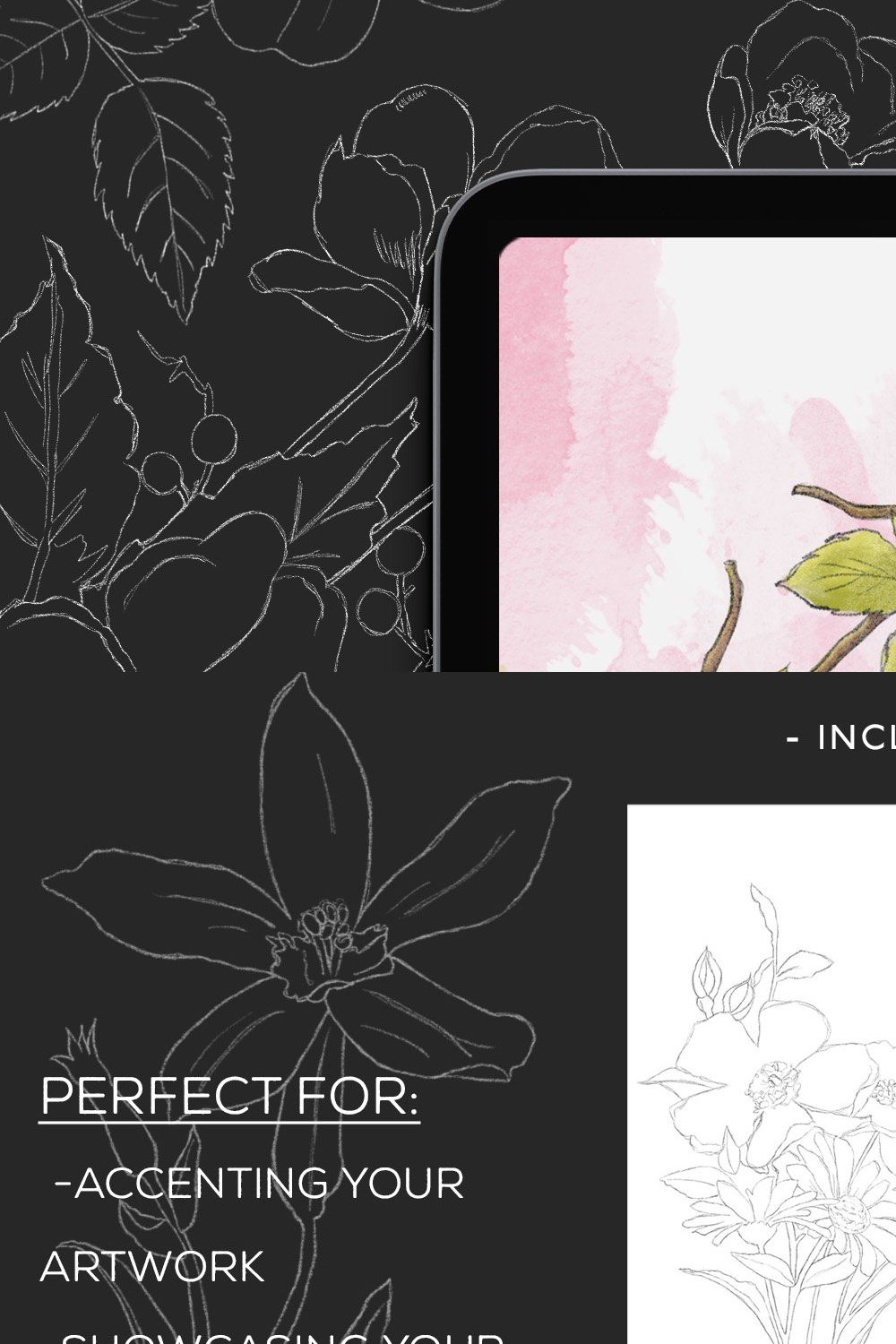Sketchy Botanical Procreate Brushes pinterest preview image.