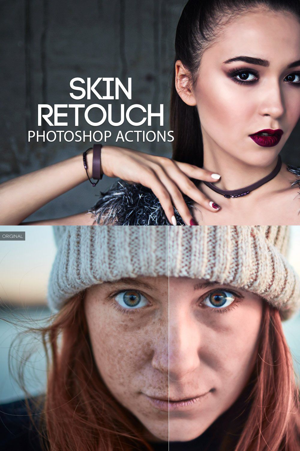 Skin Retouch Photoshop Actions Kit pinterest preview image.